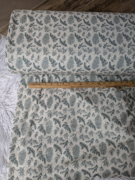 Custom Design|Stems on Cream| Textured Knit| By the Half Yard