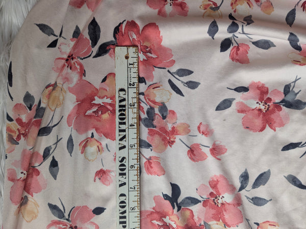 Coral Large Floral|Double Brushed Poly|By the Half Yard