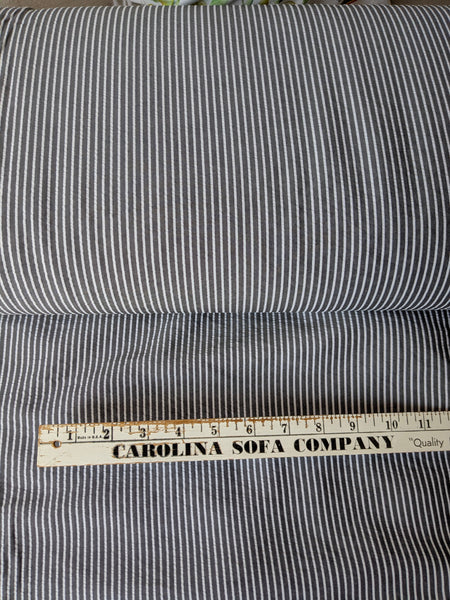 Charcoal Vertical Stripe | Seersucker Poly | By the Half Yard