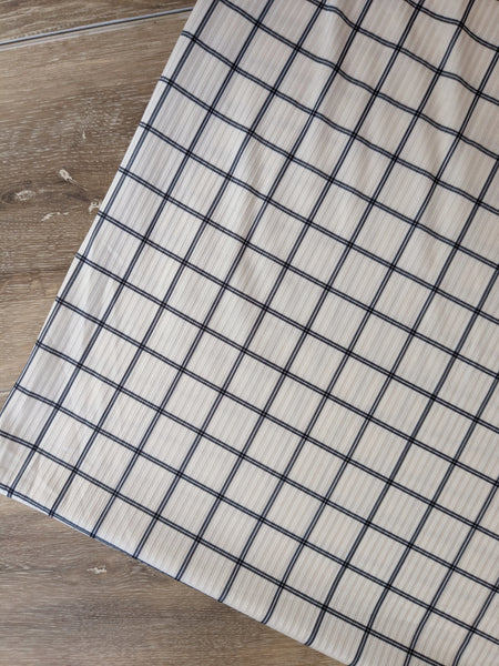 Custom Design| Black Windowpane| Unbrushed Rib Knit|By the Half Yard