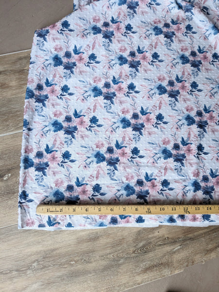 Camelia Navy & Rose Small Bouquets  |Swiss Dot Knit |By the Half Yard