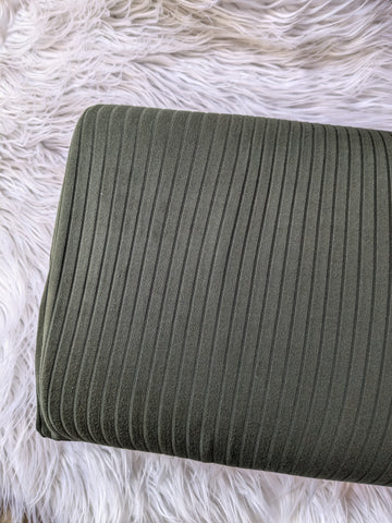 Olive 8x3 Rib Knit| Solids| By the Half Yard