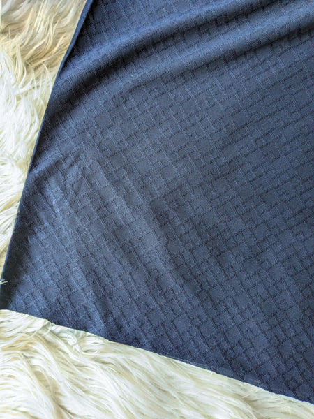 Navy Small Diamond Jacquard Knit| Textured Solids|By the Half Yard 55"wide