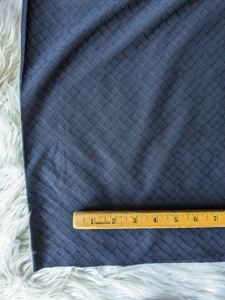 Navy Small Diamond Jacquard Knit| Textured Solids|By the Half Yard 55"wide