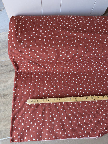 Scattered Dots on Cherry Rust|Yummy Rib Knit|By the Half Yard