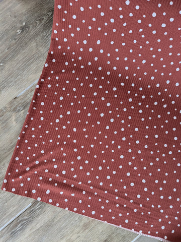 Scattered Dots on Cherry Rust|Yummy Rib Knit|By the Half Yard