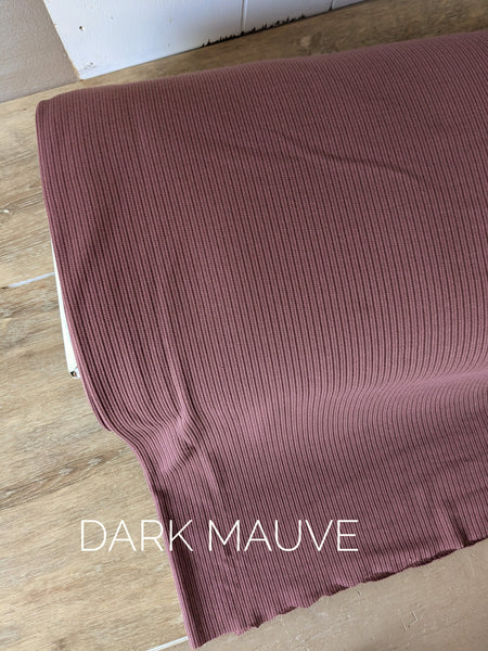 Dark Mauve Cord Rib Knit| Solids| By the Half Yard