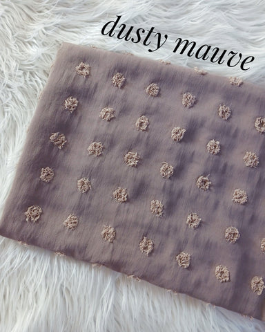 Dusty Mauve |Polyester Swiss Large Dots | Textured Solids|By the Half Yard