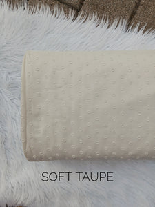 * Discounted for flaw - Taupe Linen Look |Polyester Circle Swiss Dot | Textured Solids|By the Half Yard