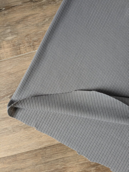 Grey Cord Rib Knit| Solids| By the Half Yard