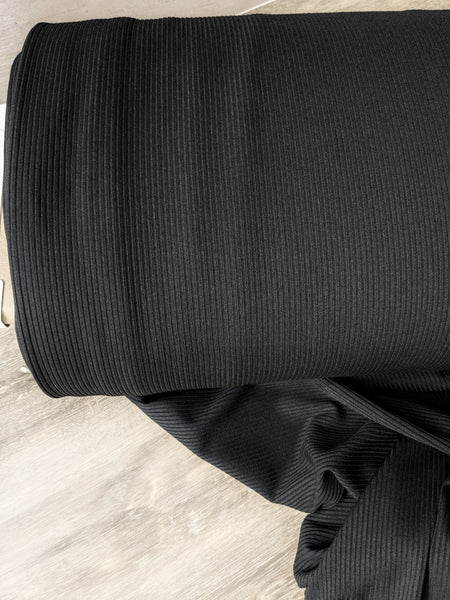 Black Small Rib Knit| 54" wide |Solids| By the Half Yard