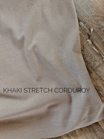 Khaki Stretch Corduroy| By the Half Yard