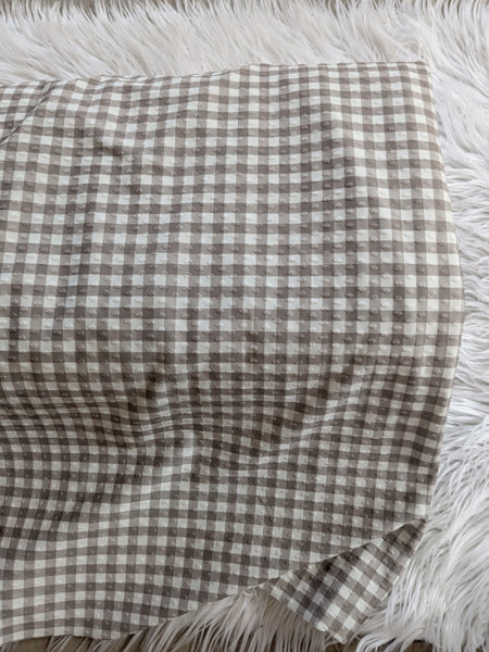 Taupe Gingham Plaid|Swiss Dot Knit |By the Half Yard