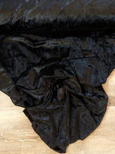 Black Crushed Stretch Velvet|Solids |By the Half Yard