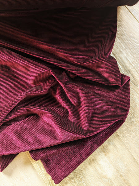 * Note Shipping ETA -Burgundy Velvet Stretch Corduroy| By the Half Yard