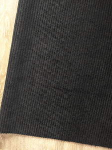 Solid Black Corduroy Wide Whale| Polyester | By the Half Yard