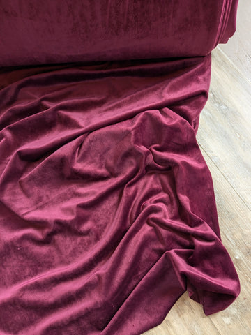 Burgundy Stretch French Velvet|Solids |By the Half Yard