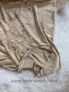 Warm Taupe Stretch French Velvet|Solids |By the Half Yard