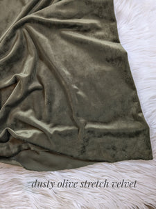 Dusty Olive Stretch French Velvet|Solids |By the Half Yard