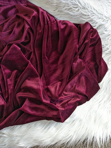 Burgundy Stretch Velvet|Solids |By the Half Yard