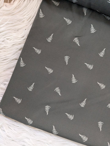 Dusty Green Fern Print| Polyester Slub Linen Look| By the Half Yard