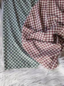 Christmas Checker Plaid| Unbrushed Rib Knit|By the Half Yard