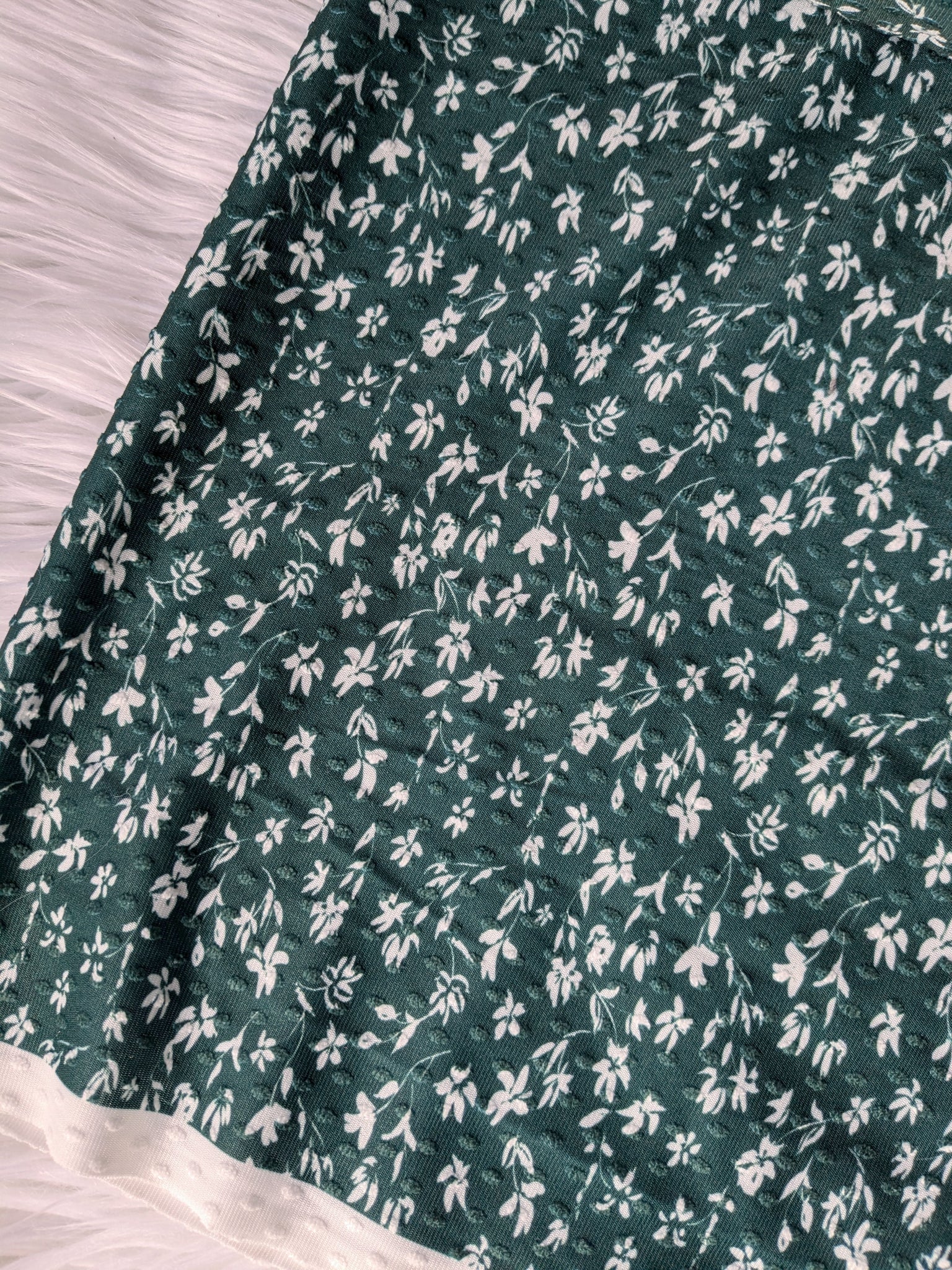 Custom Print |Evergreen Sprigs Swiss Dot Knit |By the Half Yard