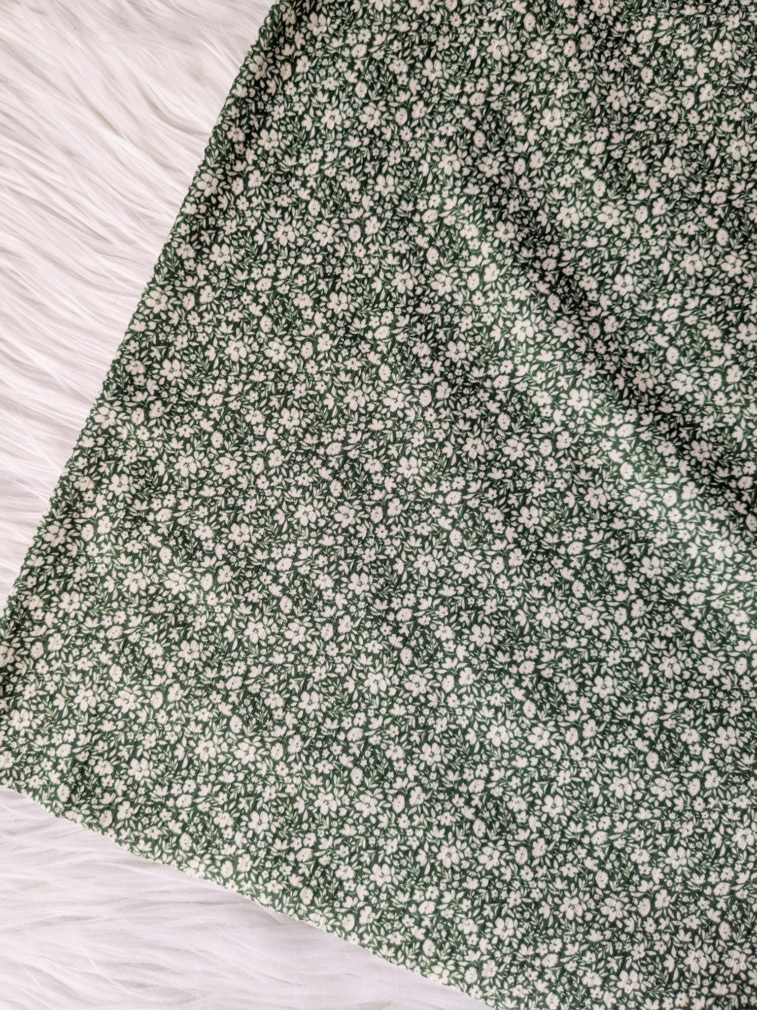 Custom Print|Emerald Green or Black Mini Print Unbrushed Rib Knit|By the Half Yard