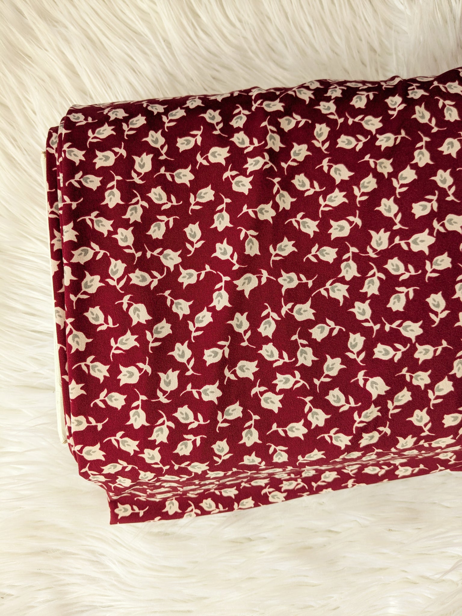 Cranberry Small Grey Floral DTY | By the Half Yard