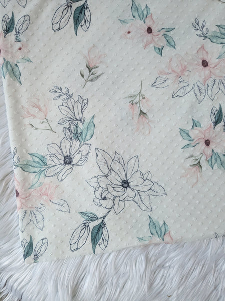 Magnolia Stencil Floral Swiss Dot Knit |By the Half Yard