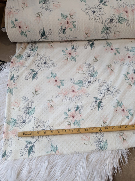 Magnolia Stencil Floral Swiss Dot Knit |By the Half Yard