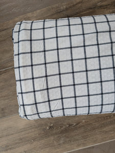 Black & White Farmhouse Plaid in  Swiss Dot Knit |By the Half Yard