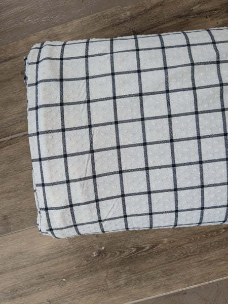 Black & White Farmhouse Plaid in  Swiss Dot Knit |By the Half Yard