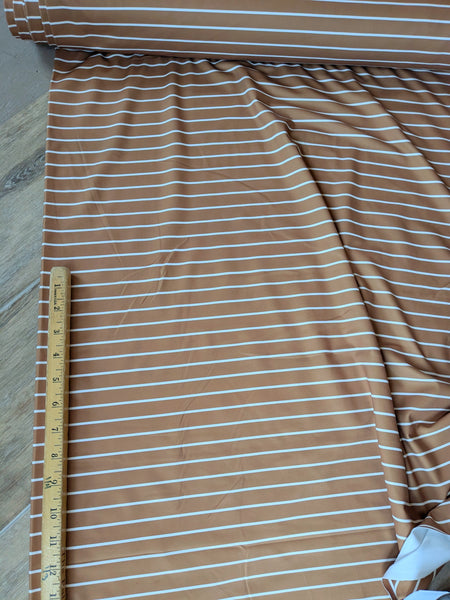 Camel Pinstripes • Eureka Jersey Knit|By the Half Yard