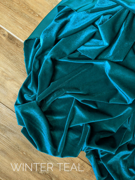 Spring Teal Stretch Velvet|Solids |By the Half Yard