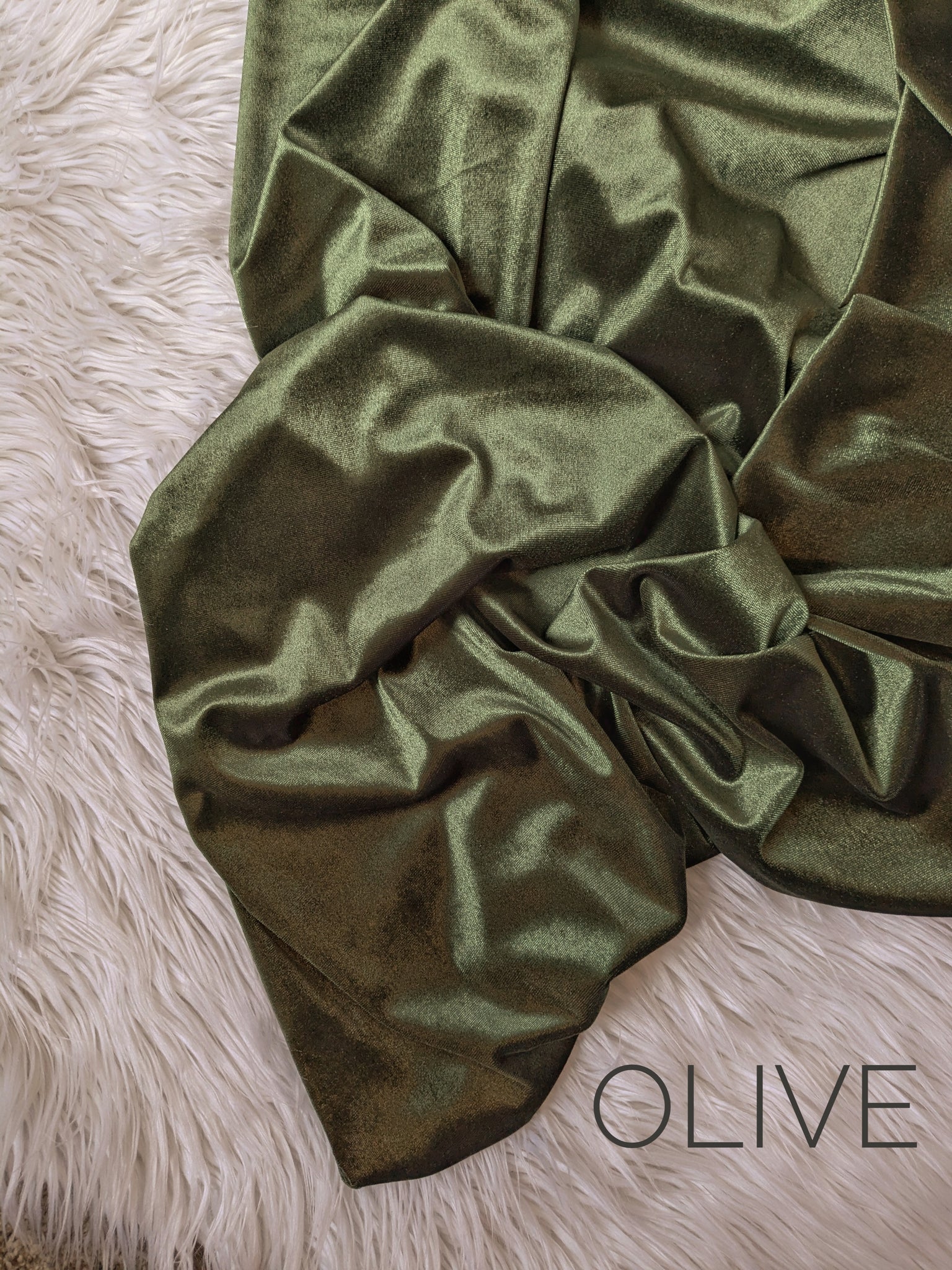 Olive Stretch Velvet|Solids |By the Half Yard