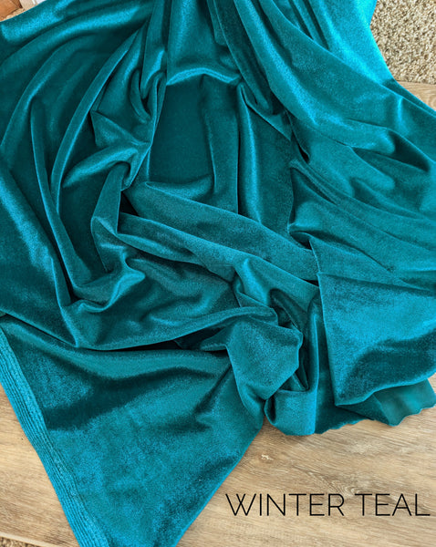 Spring Teal Stretch Velvet|Solids |By the Half Yard