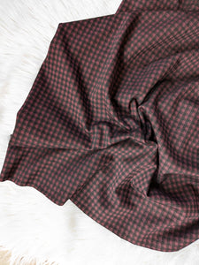 Burgundy & Black Gingham Plaid| Mediumweight Knit|By the Half Yard