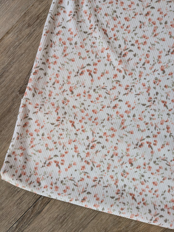 Peach Spring Mini Print|Rib Knit|By the Half Yard