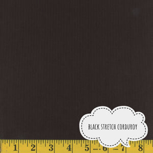 Black Stretch Corduroy| By the Half Yard