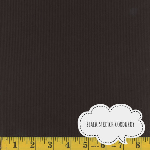 Black Stretch Corduroy| By the Half Yard