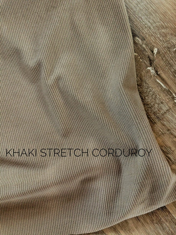 Khaki Stretch Corduroy| By the Half Yard