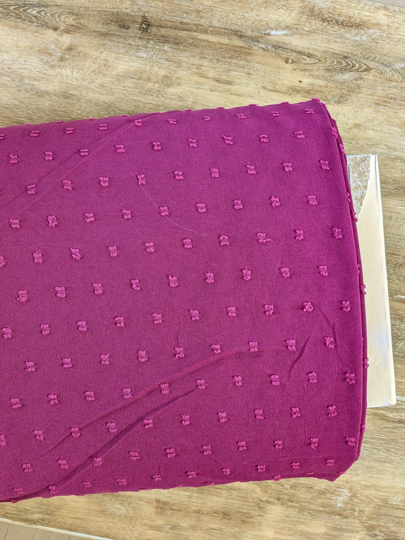 Raspberry Polyester Small Swiss Dots | Textured Solids|By the Half Yard