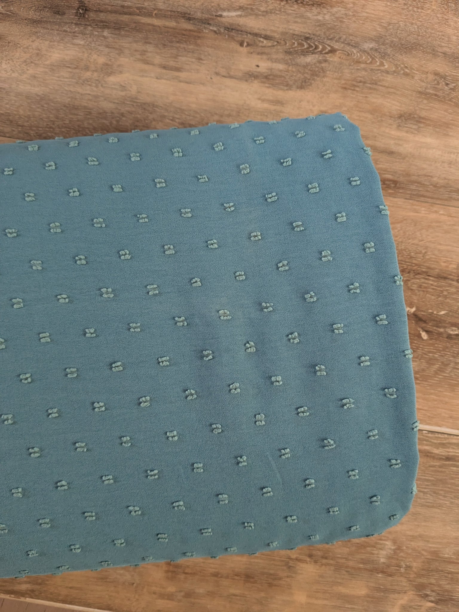 Dusty Blue Green Polyester Small Swiss Dots | Textured Solids|By the Half Yard