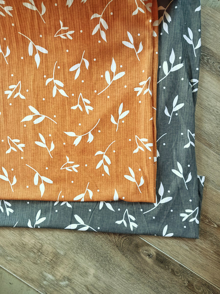 Gigi Leafy Print |Unbrushed Rib Knit|By the Half Yard