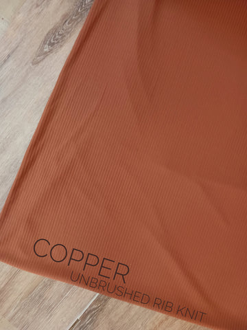 Copper |Unbrushed Rib Knit|Solids |By the Half Yard