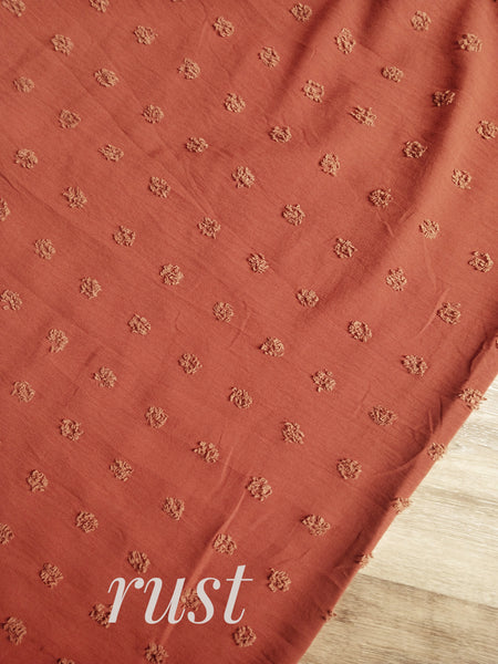 Autumn Rust|Polyester Swiss Large Dots | Textured Solids|By the Half Yard