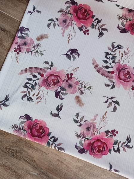 Watercolor Feather Floral|Lightweight Liverpool or Wide Rib |By the Half Yard