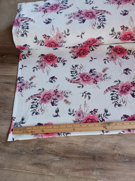 Watercolor Feather Floral|Lightweight Liverpool or Wide Rib |By the Half Yard