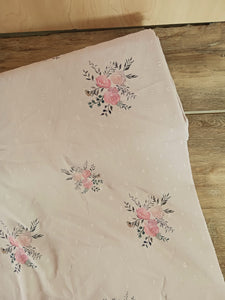 Small Floral Bouquet on Taupe |Polyester Small Swiss Dots |By the Half Yard